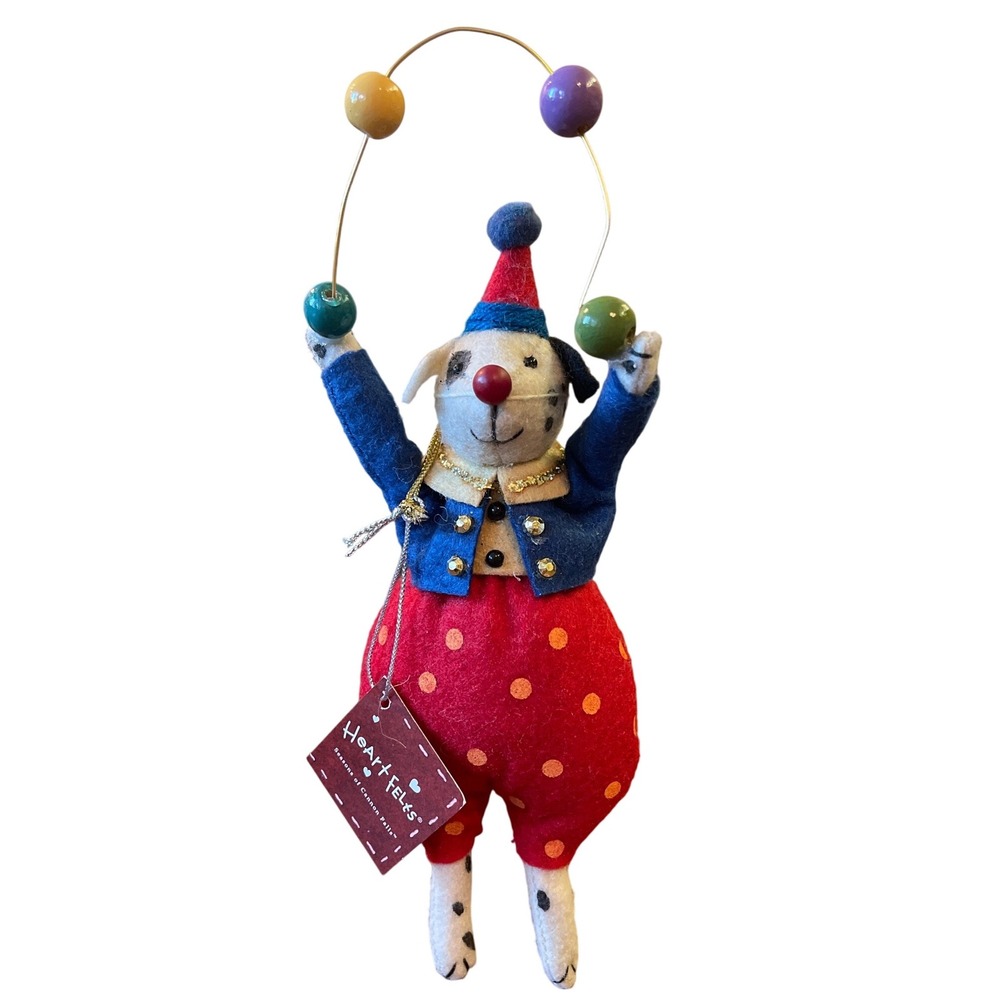 HEART FELTS Midwest of Cannon Falls Dog Juggling Carnival Polka Dot Clown Circus